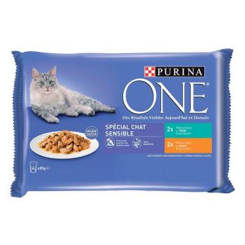 4x85g PURINA ONE Sensitive nedves macskatáp vegyesen kép