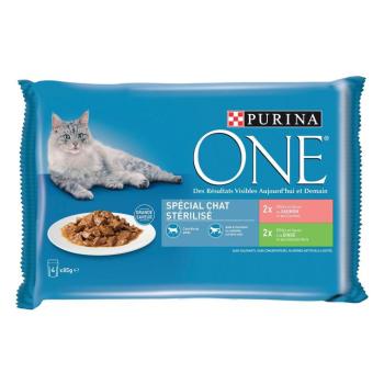 4x85g PURINA ONE Sterilised lazac+pulyka nedves macskatáp kép
