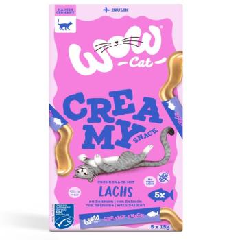 5x15g Wow Cat Creamy Snack macskák számára - Lazac kép