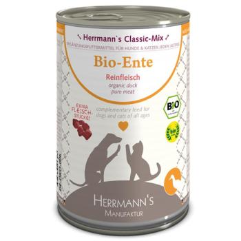 6 x 400 g Herrmann's Classic Menü színhús nedves kutyatáp - Bio kacsa pur kép