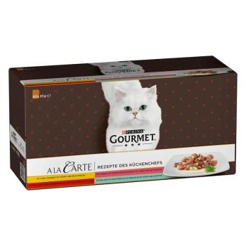 60x85g Purina GOURMET A la Carte nedves macsklatáp megapack-konyhafönök receptjei (csirke, pisztráng, marha, tőkehal) kép