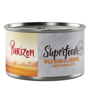 6x140g Purizon Superfoods Vaddisznó, hering, édesburgonya & alma nedves kutyatáp kép