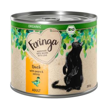 6x200g Feringa Organic Adult Kacsa, körte & macskamenta nedves macskatáp kép