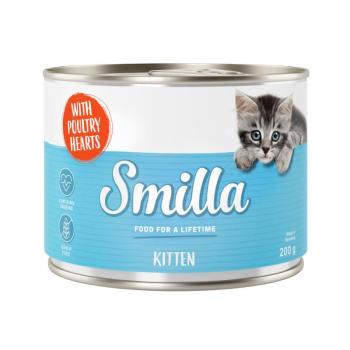 6x200g Kitten Smilla nedves kölyökmacskatáp vegyes csomagban: csirke, borjú & szárnyasszív kép