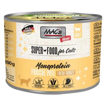 6x200g MAC´s Cat Mono Sensitive pulyka nedves macskatáp kép