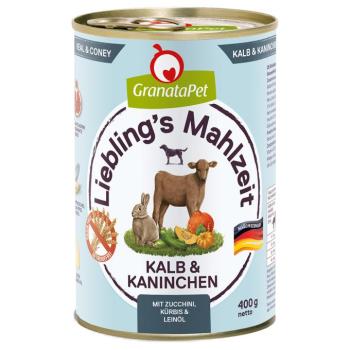 6x400g Granatapet Liebling's Mahlzeit Borjú & nyúl nedves kutyatáp kép