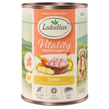 6x400g Lukullus Vitality emésztés: csirke (gabonamentes) nedves kutyatáp kép