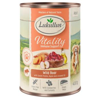 6x400g Lukullus Vitality immunrendszer: vaddisznó (gabonamentes) nedves kutyatáp kép