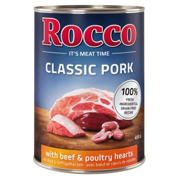 6x400g Rocco Classic Pork Marha & szárnyasszív nedves kutyatáp kép
