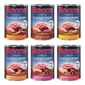 6x400g Rocco Classic Pork nedves kutyatáp Mix: marha/bárány, csirke/pulyka, csirke/borjú, marha/szárnyasszív, csirke/lazac, marha/csirke kép