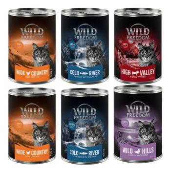 6x400g Wild Freedom Adult nedves macskatáp vegyes próbacsomagban-csomag II (2 x csirke, 2 x tőkehal, 1x marha, 1x kacsa kép