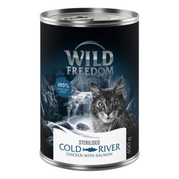 6x400g Wild Freedom Adult Sterilised Cold River - csirke & lazac gabonamentes nedves macskatáp kép