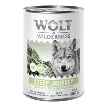 6x400g Wolf of Wilderness Adult "Expedition" - Sok friss szárnyassal nedves kutyatáp - Steep Journey - Szárnyas báránnyal kép