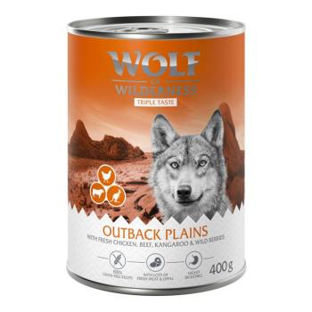 6x400g Wolf of Wilderness Adult 'Triple Taste' The Outback - csirke, marha, kenguru nedves kutyatáp kép