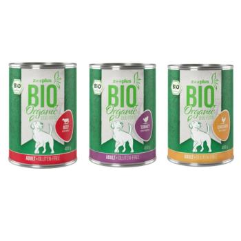 6x400g zooplus Bio nedves kutyatáp vegyes próbacsomagban 3 gluténmentes változattal kép