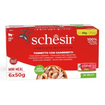 6x50g Schesir Complete Nutrition Filet tonhal & garnéla aszpikban nedves macskatáp kép