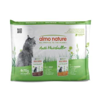 6x70g Almo Nature Functional Anti Hairball nedves macskatáp- Mix:  3 x csirk +3 x marha kép