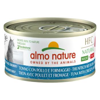 6x70g Almo Nature HFC Natural tonhal, csirke & sajt Made in Italy nedves macskatáp kép