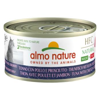 6x70g Almo Nature HFC Natural tonhal, csirke & sonka Made in Italy nedves macskatáp kép