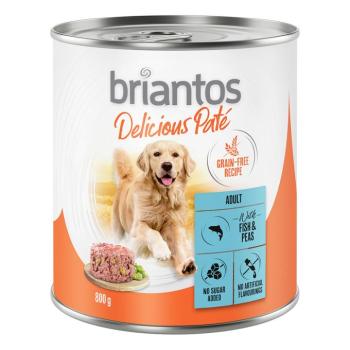 6x800g Briantos Delicious Paté Hal & borsó nedves kutyatáp kép