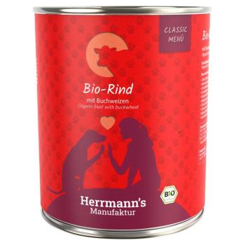 6x800g Herrmann's Classic Bio Menü bio marha & bio hajdina étrend-kiegészítő eledel kép