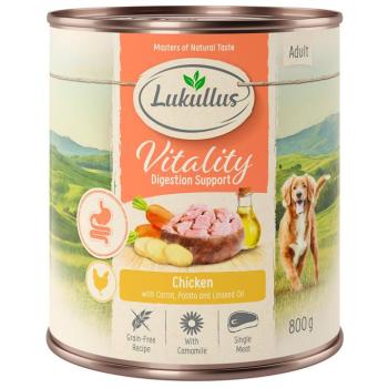 6x800g Lukullus Vitality emésztés: csirke (gabonamentes) nedves kutyatáp kép