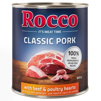 6x800g Rocco Classic Pork Marha & szárnyasszív nedves kutyatáp kép