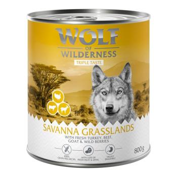 6x800g Wolf of Wilderness Adult 'Triple Taste' The Savanna - pulyka, marha, kecske nedves kutyatáp kép