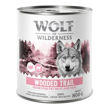 6x800g Wolf of Wilderness nedves kutyatáp - Wooded Trails - Szárnyas borjúval kép
