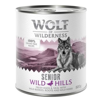 6x800g Wolf of Wilderness Senior nedves kutyatáp - Wild Hills - kacsa & borjú kép