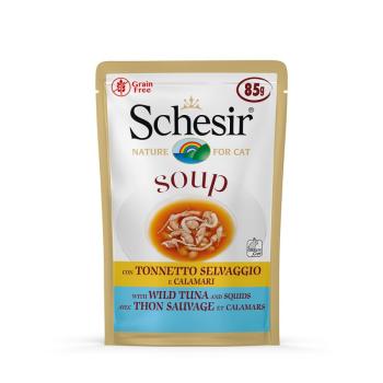 6x85g Schesir Cat Soup nedves macskatáp- Tonhal & tintahal kép