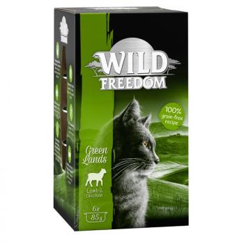 6x85g Wild Freedom Adult tálcás nedves macskatáp- Green Lands - bárány & csirke kép