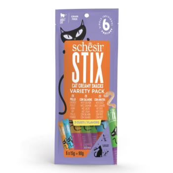 6x90g Schesir Stix Creamy Snacks étrend-kiegészítő macskáknak vegyesen kép