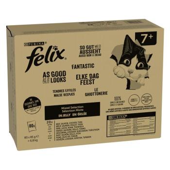 80x85g Felix Fantastic Senior hús- és halválogatás nedves macskatáp kép
