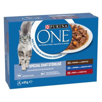 8x 85g PURINA ONE Sterilised nedves macskaeledel vegyesen kép