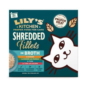 8x70g Lily's Kitchen Shredded Fillets - Vegyes csomag (4 fajta) alaplében nedves macskatáp kép