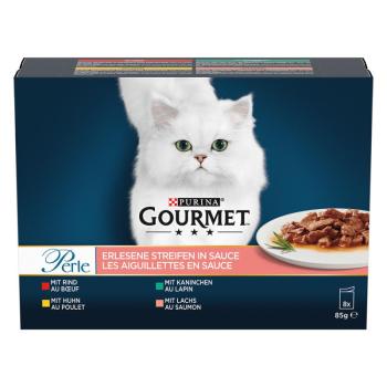 8x85g Gourmet Perle vegyesen nedves macskatáp: Mix: marha, csirke, nyúl & lazac kép