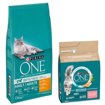 9,75kg PURINA ONE Adult csirke & teljes kiőrlésű gabona száraz macskatáp+2,8kg száraztáp ingyen kép
