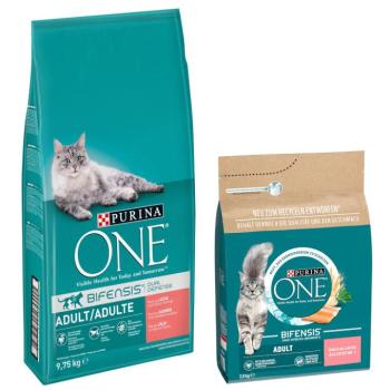 9,75kg PURINA ONE Adult lazac & teljes kiőrlésű gabona száraz macskatáp+2,8kg száraztáp ingyen kép