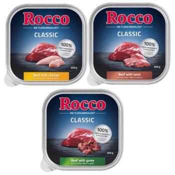 9x300g Rocco Classic tálcás nedves kutyatáp 9 x 300 g-  Mix 2: marha & bárány, csirke, vad kép