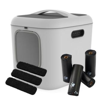 BIALA XL macska wc+4 tekercs macskapiszok zacskó+3db aktív szénszűrő szettben kép