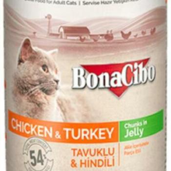 BonaCibo Chicken & turkey in jelly can 400 g kép