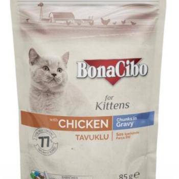 BonaCibo Kitten chicken in gravy pouch 85 g kép