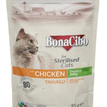 BonaCibo Sterilised chicken in jelly 85 g kép