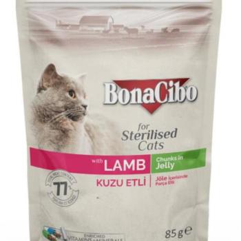 BonaCibo Sterilised lamb in jelly 85 g kép