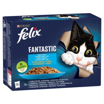 Felix Fantastic Halas Válogatás tonhallal, lazaccal, tőkehallal, lepényhallal 12 x 85 g kép