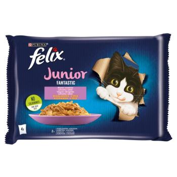 Felix Fantastic Junior Vegyes Válogatás csirkével, lazaccal 4 x 85 g kép