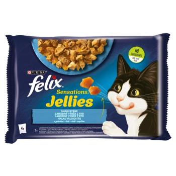 Felix Sensations Jellies Halas Válogatás lazaccal, fekete tőkehallal 4 x 85 g kép