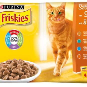 Friskies Chicken/duck/salmon/turkey in sauce 4x85 g kép