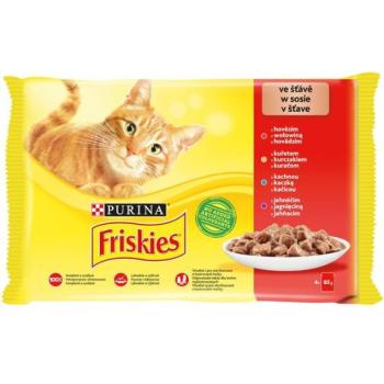 Friskies nedves macskaeledel szószban - csirkével, marhával, báránnyal, kacsával 4 x 85 g kép